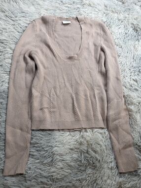 Abercrombie & Fitch Scoop Neck Ribbed Sweater - Blush Tan